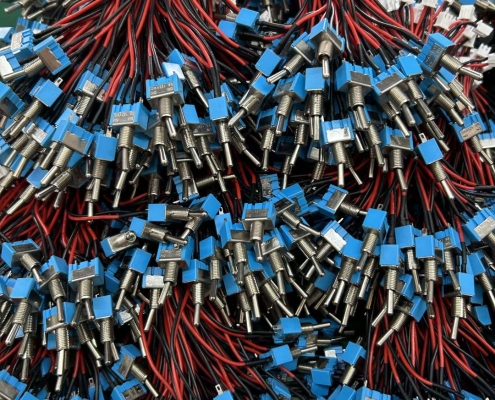 Mini SPST Toggle Switch with Pre-Wired Leads – 2 Pin ON/OFF Metal Lever Switch (Blue Housing)