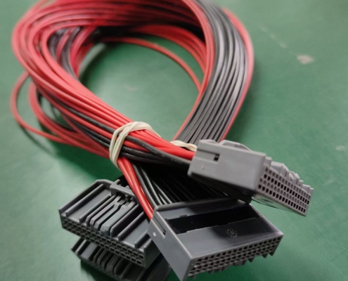 Multi-Pin Automotive Wiring Harness with Red & Black Power Leads