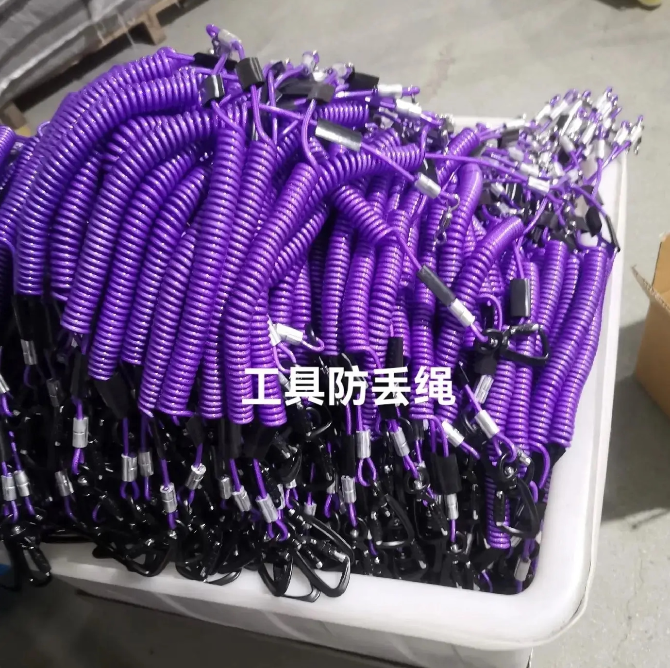 2026090600172297 Model TSL-01 Tool Safety Lanyard, Purple PVC Coiled Anti-Drop Cord with Carabiner