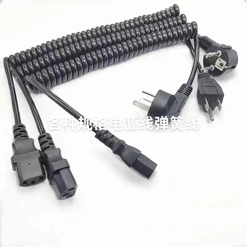 Model PSC-05 Black PVC Spiral Power Cord, Retractable Coil Cable with IEC & Wall Plugs Model PSC-05 Black PVC Spiral Power Cord, Retractable Coil Cable with IEC & Wall Plugs
