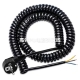 Model HPP-07 High Elasticity PU Power Spiral Cable, Black Retractable Coil Cord with Schuko Plug