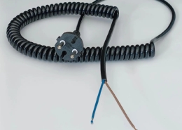 Model EUP-10 Black PVC Power Spiral Cable, Schuko Plug Retractable Coil Cord