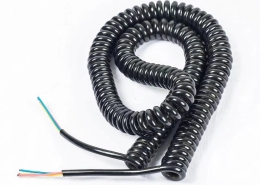Model MC-04 Black PVC Multi-Core Spiral Cable, Retractable Coil Cord Assembly