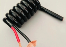 Model DC-02 Black PVC 2-Core Power Spiral Cable, Retractable Coil Cord