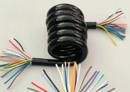 Model UMC-20 Black PVC 20-Core Spiral Cable, Multi-Wire Retractable Coil Cord