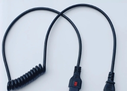 Model IEC-13C Black PVC Locking Power Spiral Cable, Retractable Coil Cord