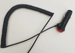 Model CL-03 Black PVC 3-Core Car Cigarette Lighter Spiral Cable, Retractable Coil Cord