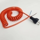 Model EU-2C Orange PVC 2-Core Power Spiral Cable, Retractable Coil Cord Assembly