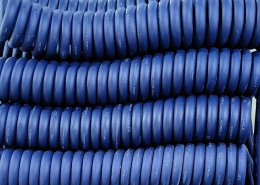 Model HD7825-F Blue PUR Coiled Cable, Heavy-Duty Retractable Spiral Cord Assembly