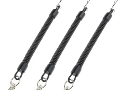 Model TL-BK Black PVC Coiled Tool Lanyard, Anti-Drop Retractable Safety Cord