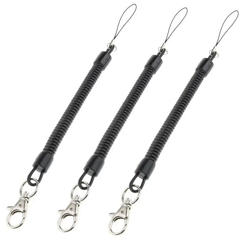 Model TL-BK Black PVC Coiled Tool Lanyard, Anti-Drop Retractable Safety Cord Model TL-BK Black PVC Coiled Tool Lanyard, Anti-Drop Retractable Safety Cord