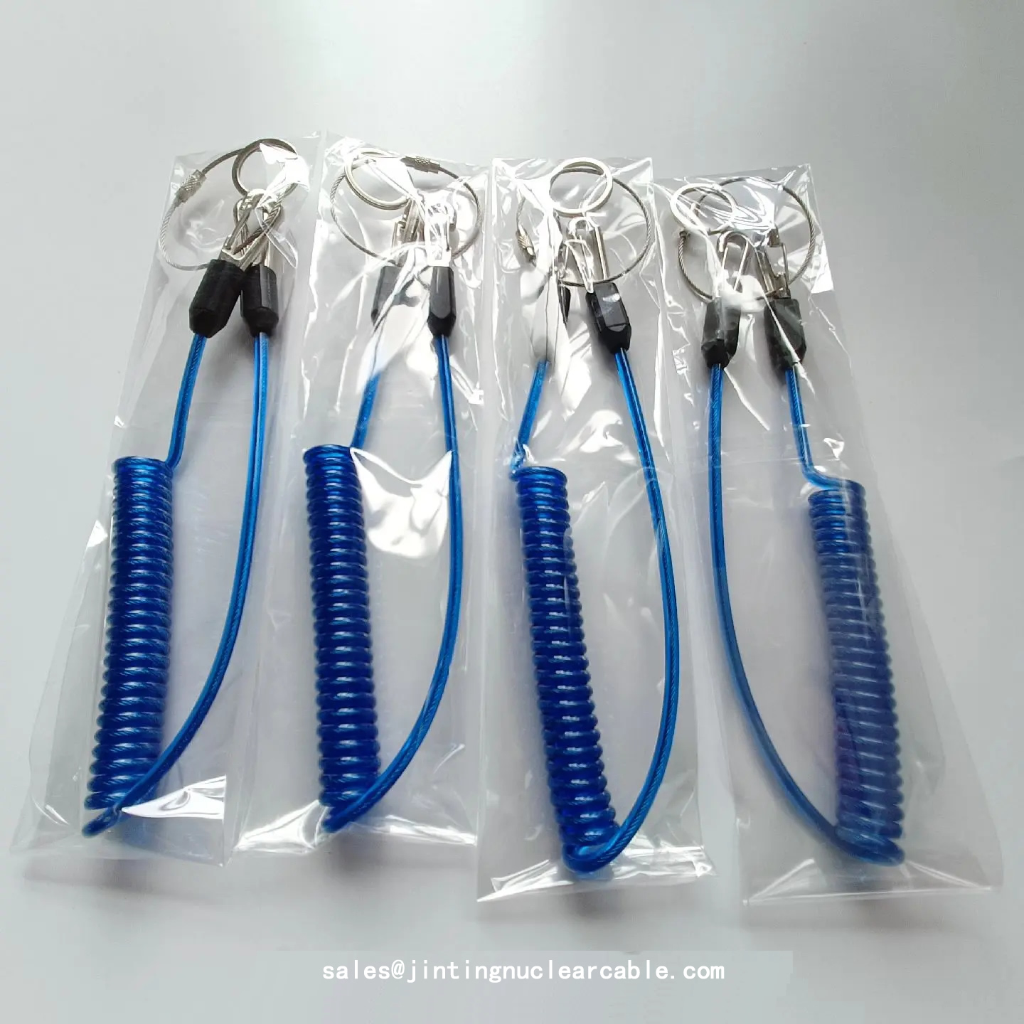Model JT-CL-BSL Blue PVC Anti-Drop Tool Safety Lanyard Retractable Coil Cord Model JT-CL-BSL Blue PVC Anti-Drop Tool Safety Lanyard Retractable Coil Cord